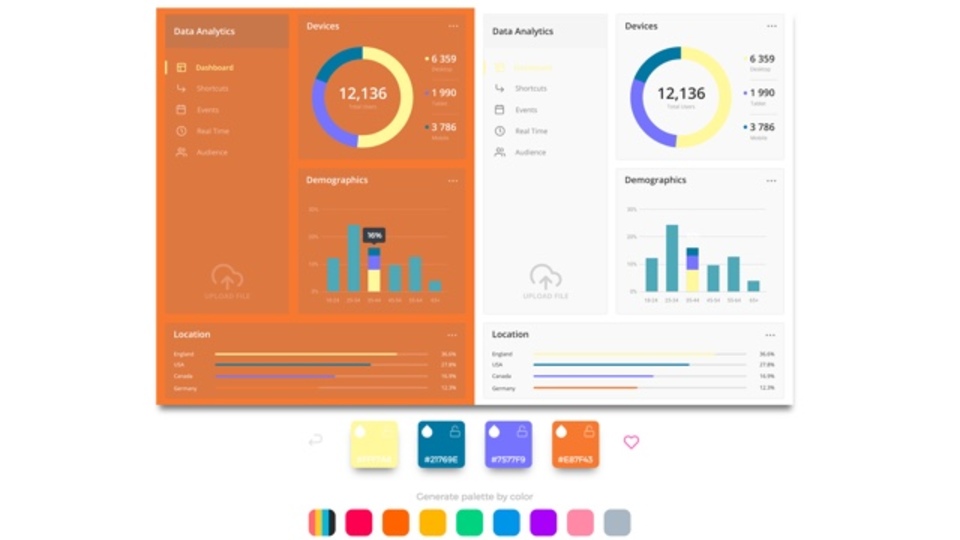 よく見かけるUIやウェブデザインの色味をランダムに試せるサイト「Pandacolors」