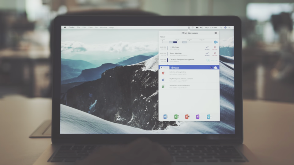 MicrosoftがMac向けツールバーアプリ『My Workspace』をリリース