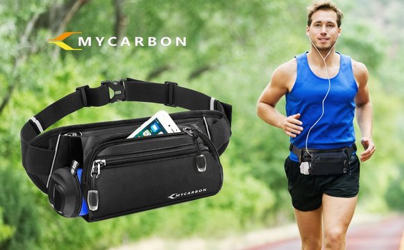 新型現る。ペットボトルも入る多機能なランニングポーチ「Mycarbon」
