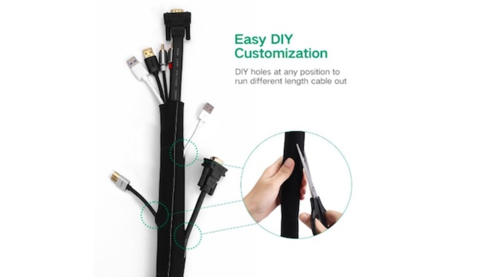 デスクをすっきりさせよう。乱雑に絡まったケーブルをひとまとめにできるUGREENの「ケーブル収納カバー」