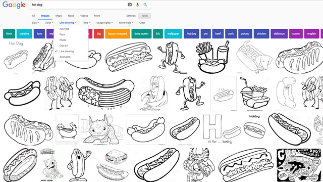Google画像検索で、子どもが望むの塗り絵をなんでも簡単に作れる