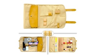 素材は「帆布×レザー」。収納ポケットが豊富なFlypandaの小物ポーチ