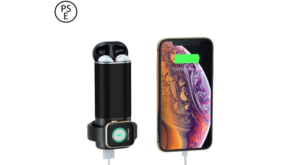 Apple WatchとAirPodsとiPhoneを同時充電できる、コンパクトなモバイルバッテリー
