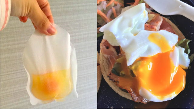 卵をいれてお湯に浸すだけ。ポーチドエッグバッグで失敗知らず