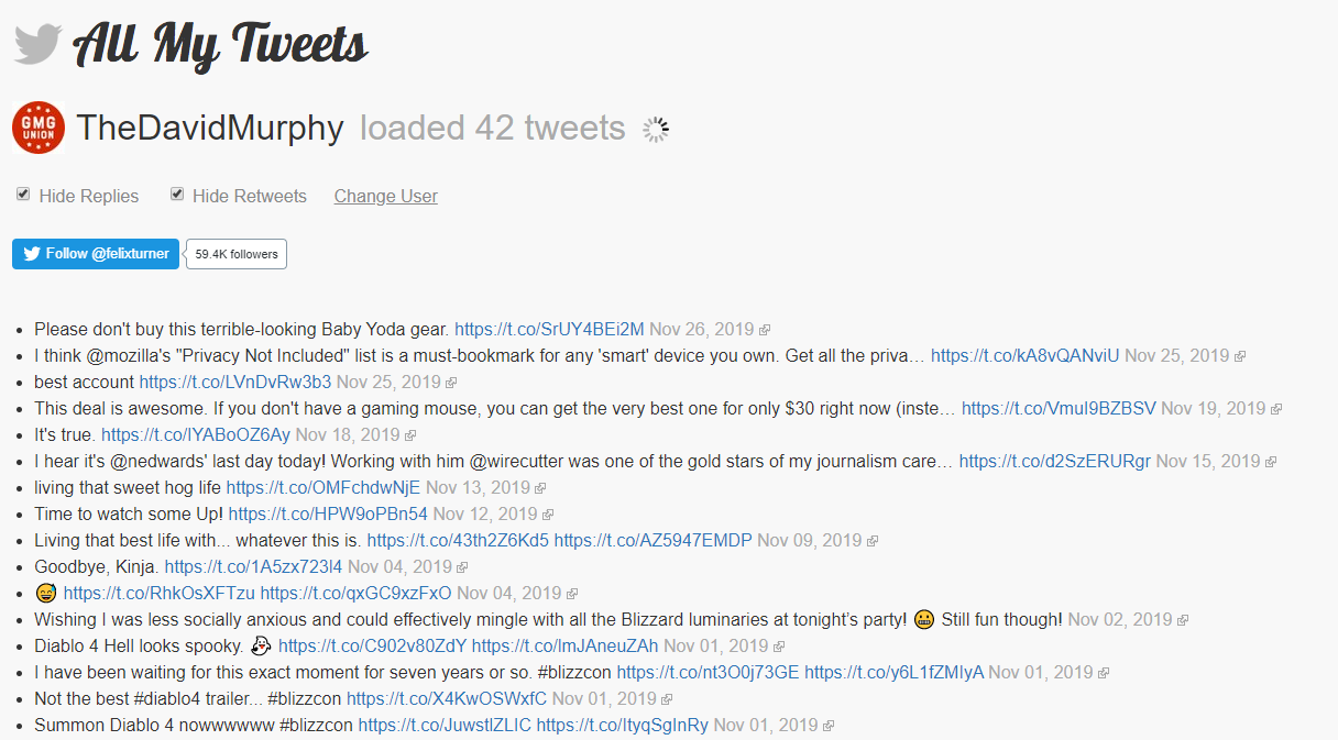 All My Tweets 画面キャプチャ