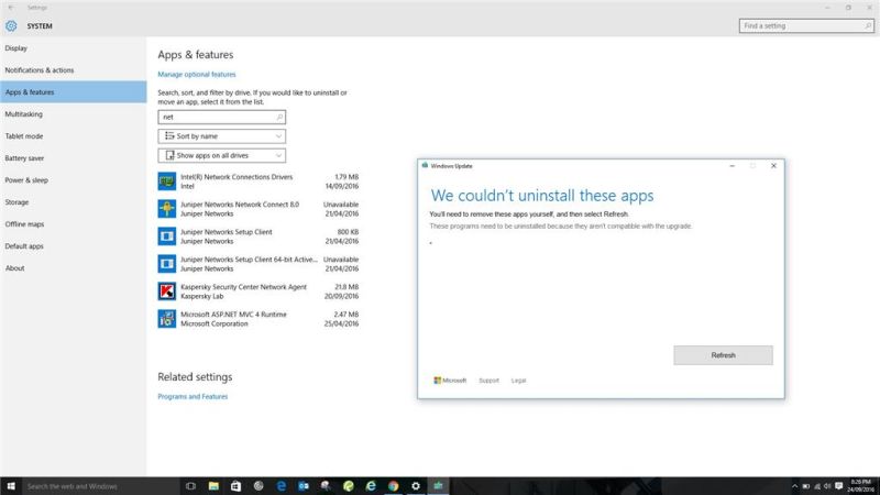 Windowsのアプリと機能の画面