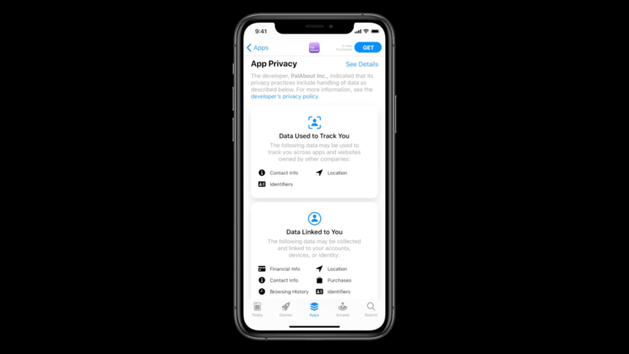 App Storeのアプリのプライバシー情報