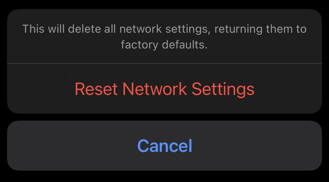 iPhoneのネットワーク設定をリセット