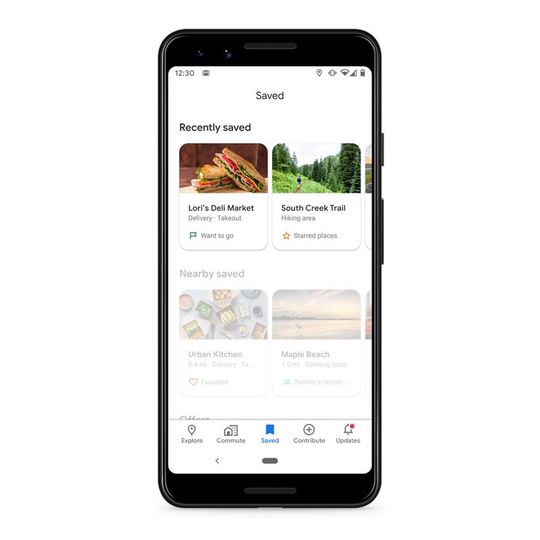GoogleMapの保存タブの画面