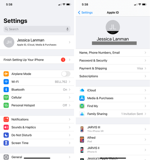 iPhoneの設定画面