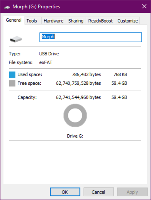exFATでの再フォーマットの結果