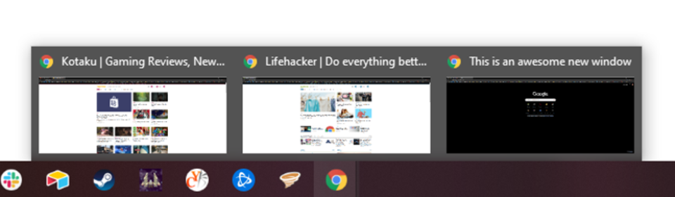 Chromeアイコンにカーソルをのせた時の画面
