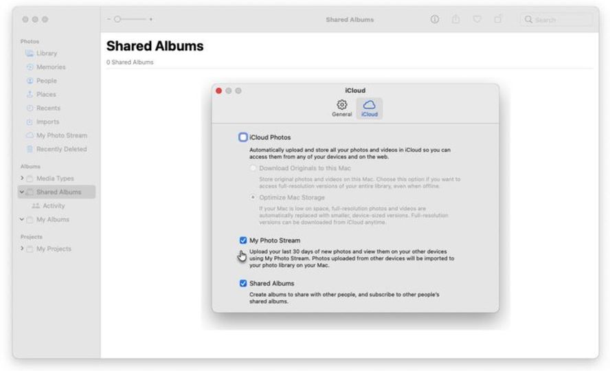 Macのマイフォトストリームの設定