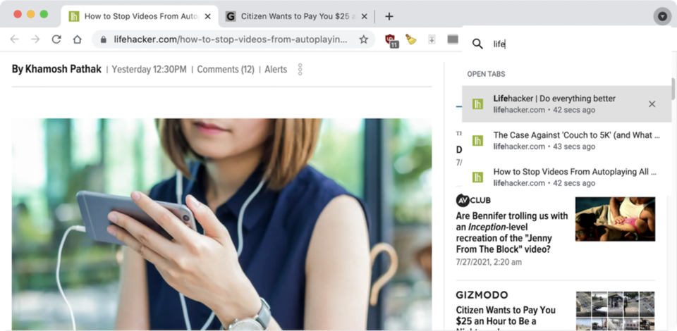 Chromeのタブ検索機能