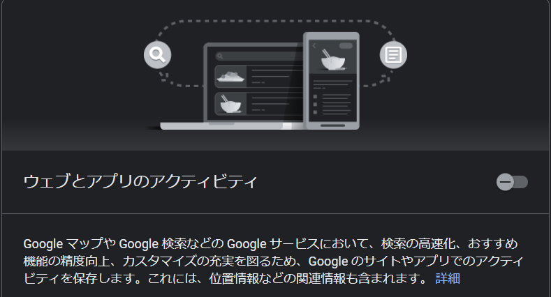 ウェブとアプリのアクティビティ