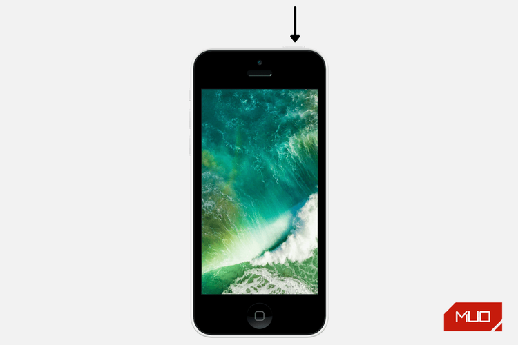 電源ボタンが上にあるiPhoneを再起動する