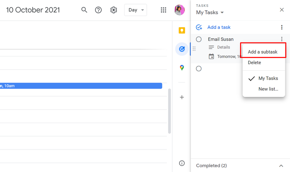 Google-tasks-subtasks