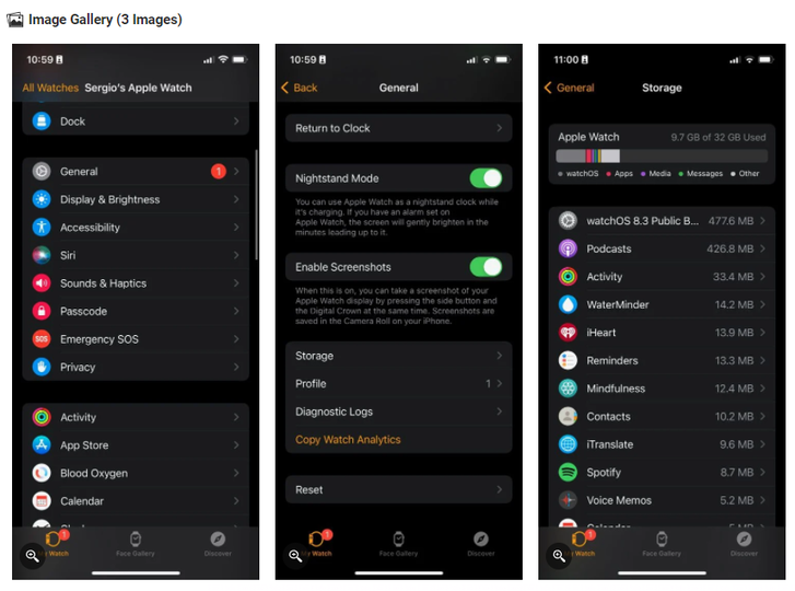 iPhoneからのAppleWatchのアプリの使用容量の確認