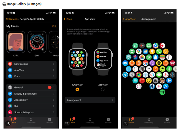 iPhoneからのAppleWatchのアプリ並べ替え