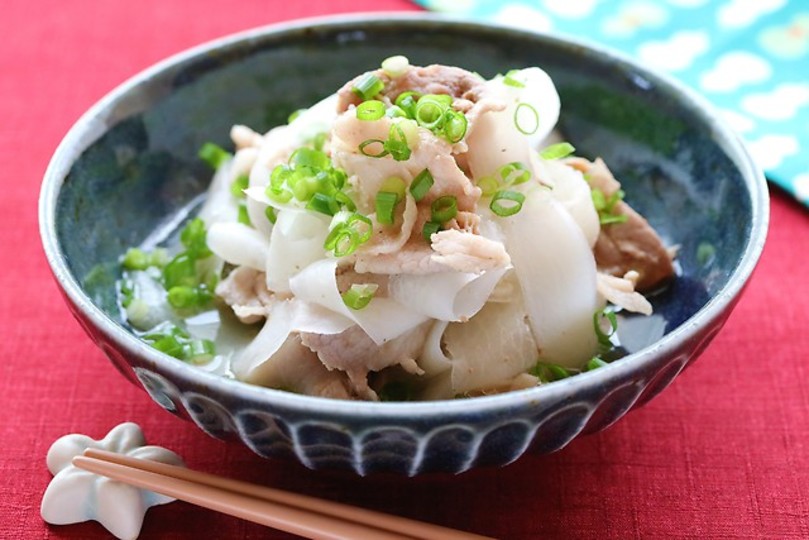 薄切り大根と豚肉のさっと煮