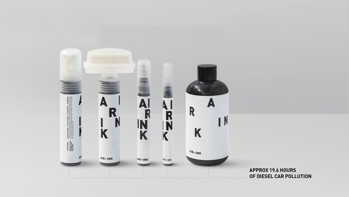 車の排気ガスをフィルターし、浄化する際に採れる炭素からつくられたペン「AIR-INK」の紹介。制作背景、色味や書き心地を多くのアーティストから評価されている、話題沸騰中の画材だ。top