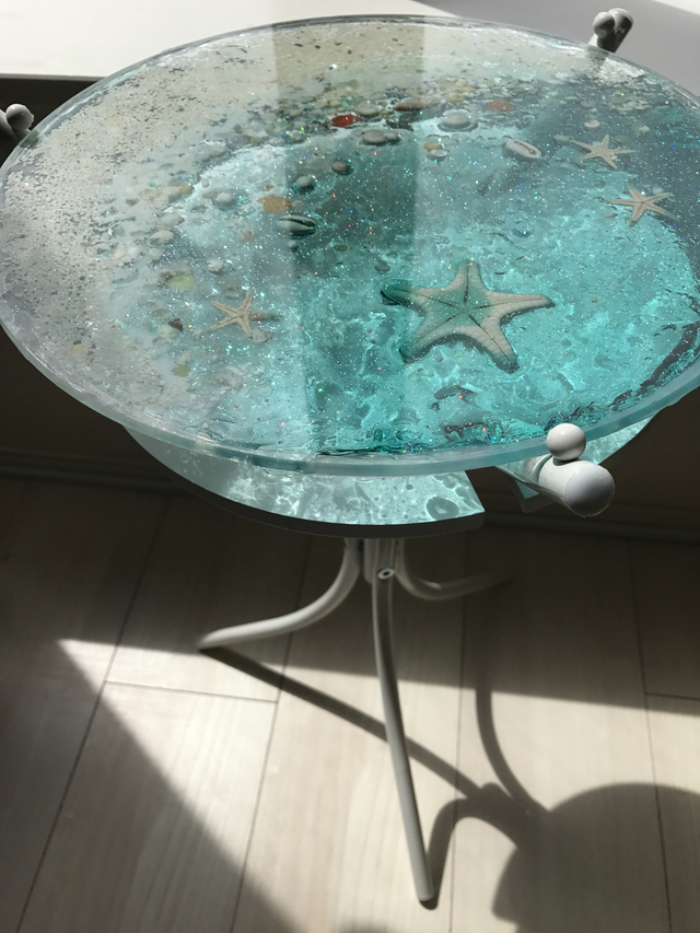 センターテーブル ブルームーンビーチ 波打ち際のシェルやスターフィッシュ minamo