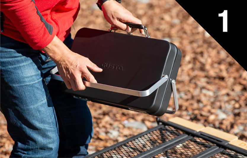 「GUSTA」のスーツケース型BBQスタンド「Suitcase BBQ(スーツケース バーベキュー)」