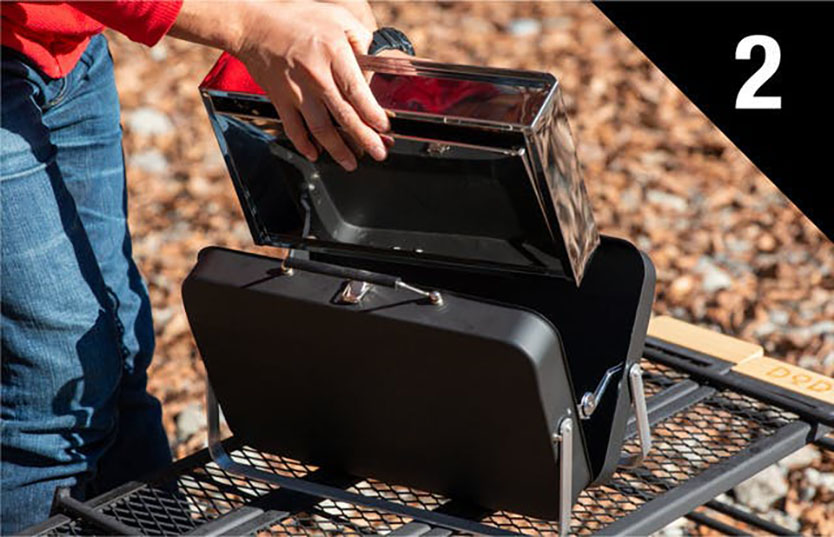 「GUSTA」のスーツケース型BBQスタンド「Suitcase BBQ(スーツケース バーベキュー)」