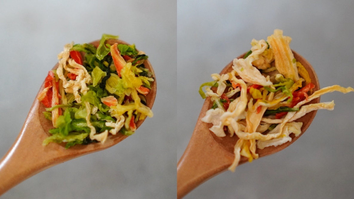 キャベツみそ汁の具と、白菜みそ汁の具の比較