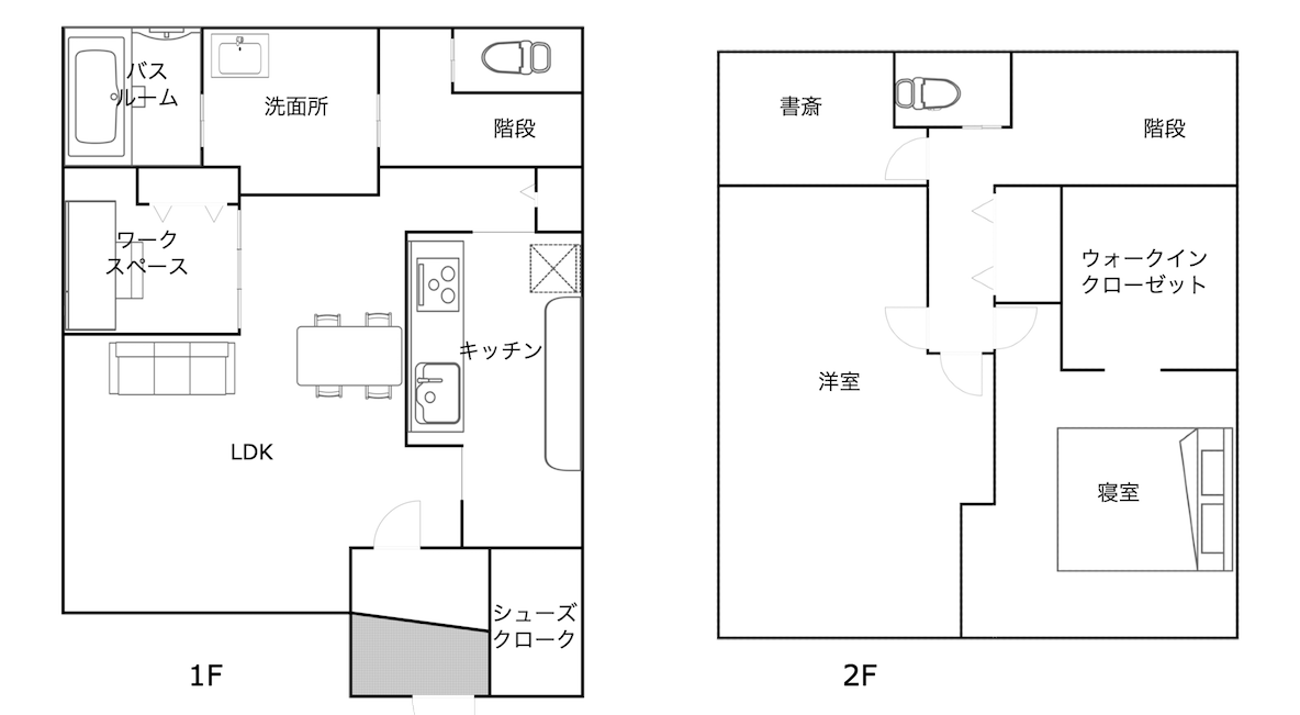 2階建一軒家の間取り図