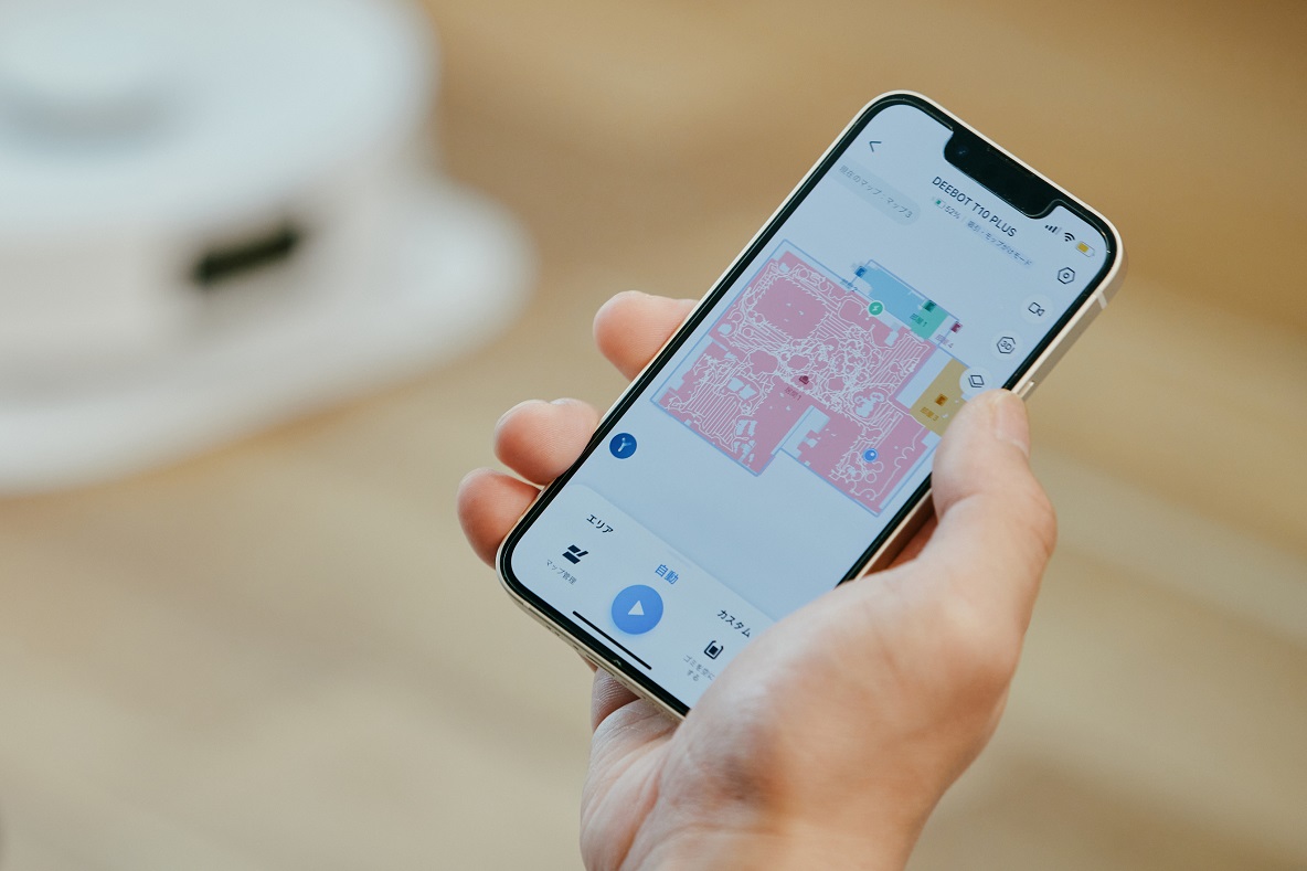 マッピングした図を2Dに表示したスマホ
