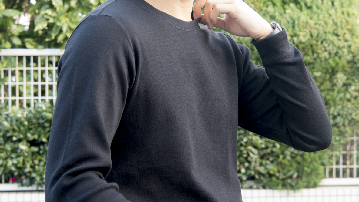 無印良品 あったか綿 厚手 Lサイズ 黒白 Tシャツ 2枚セット 婦人 あったか綿 厚手 Ｕネック八分袖Ｔシャツ | 無印良品