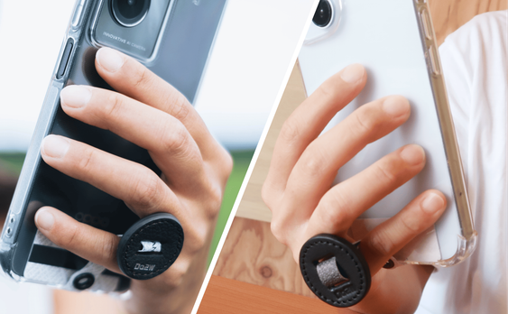 スマホを握らず支える「新発想スマホリング」。特許構造で長年の首と指