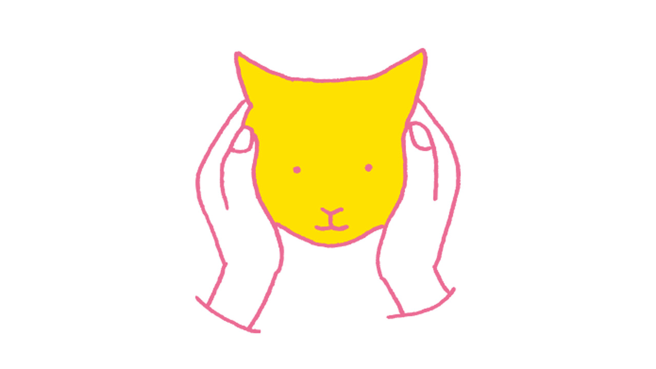 首の周りを撫でる