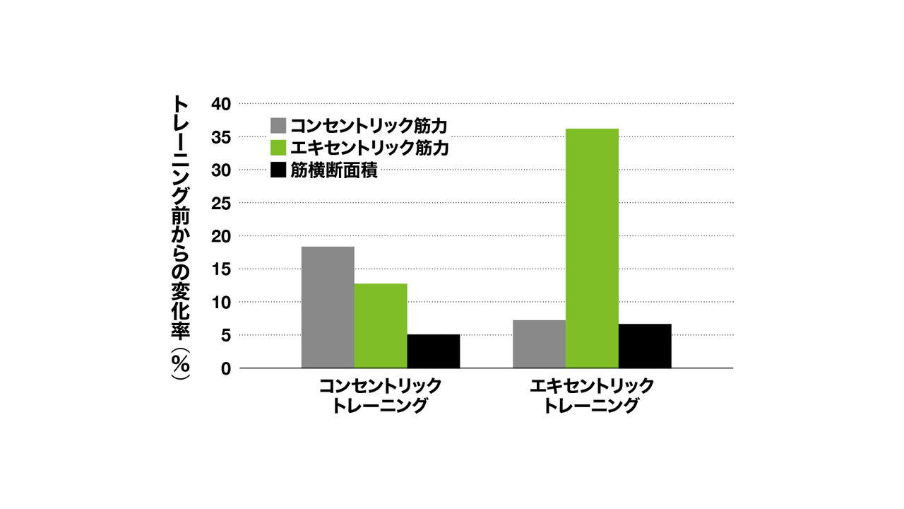 筋力増加、筋肥大はコンセンよりもエキセンで大きい