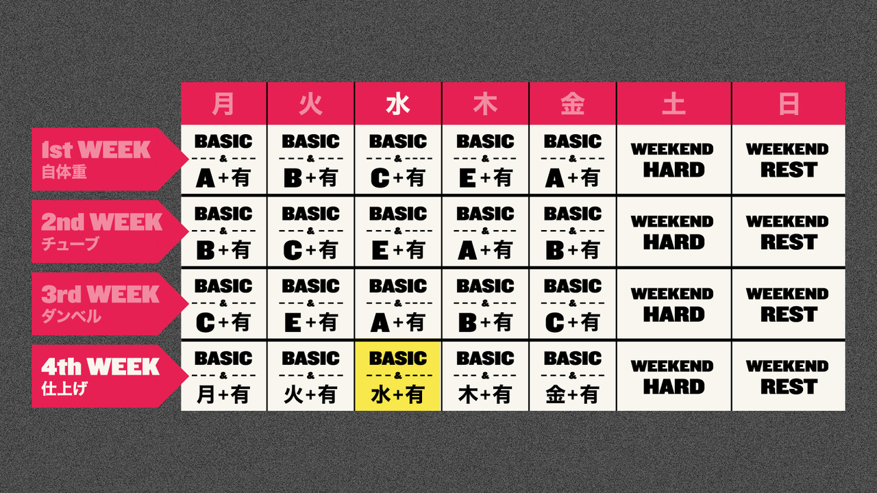 24日目は、ベーシックメニュー+日替わり筋トレ。