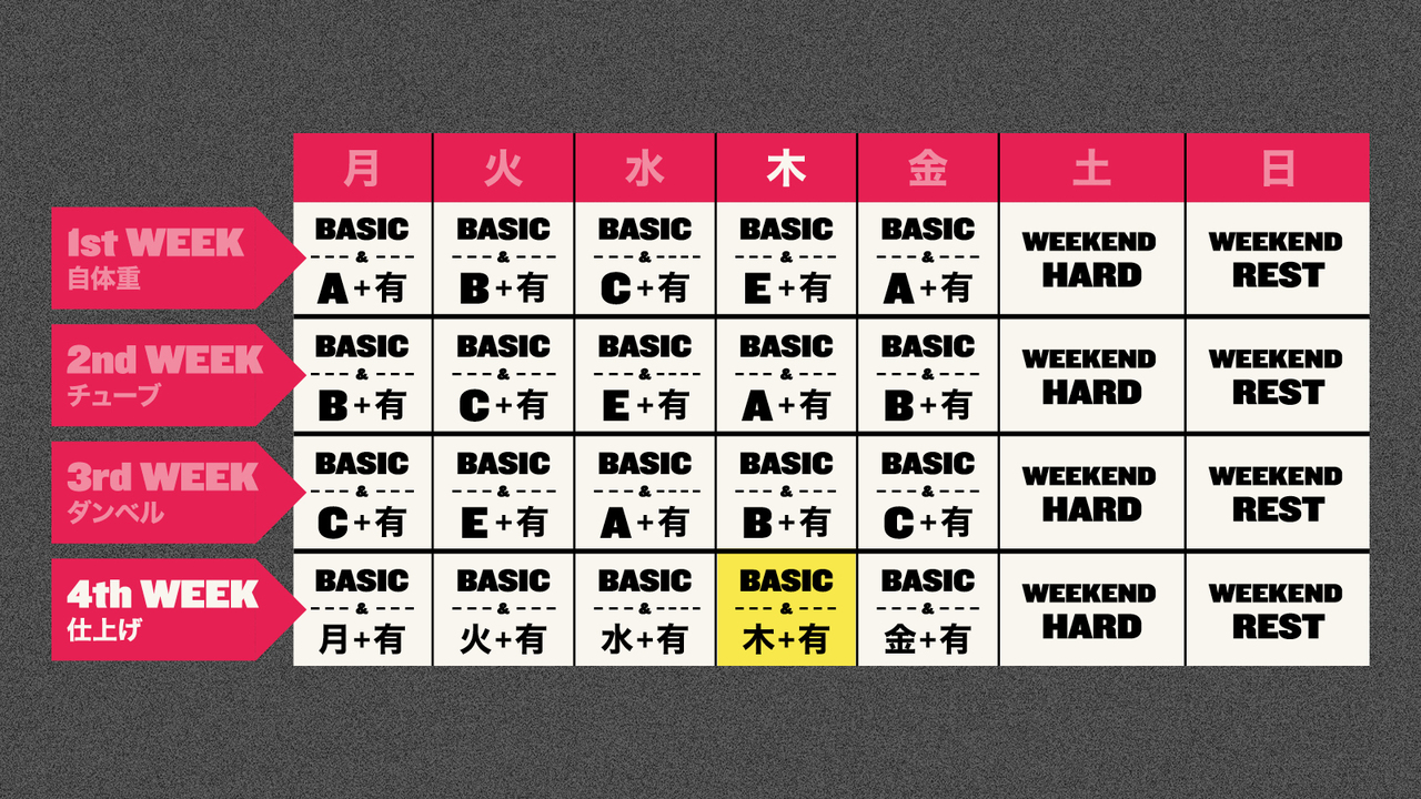 25日目は、ベーシックメニュー+日替わり筋トレ。