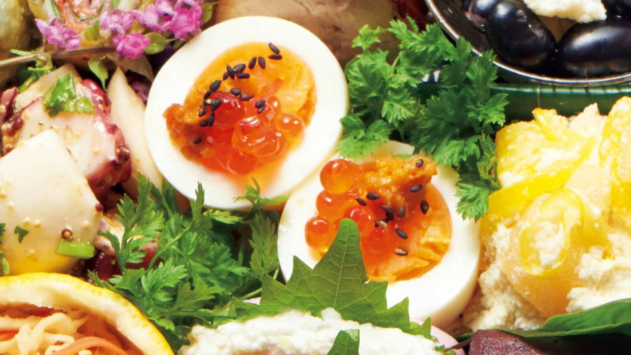 半熟卵の珍味のせ