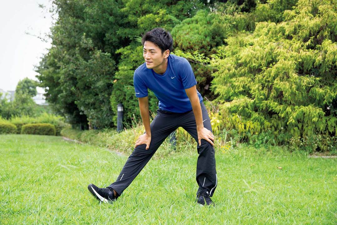 ウォーミングアップする竹澤さん
