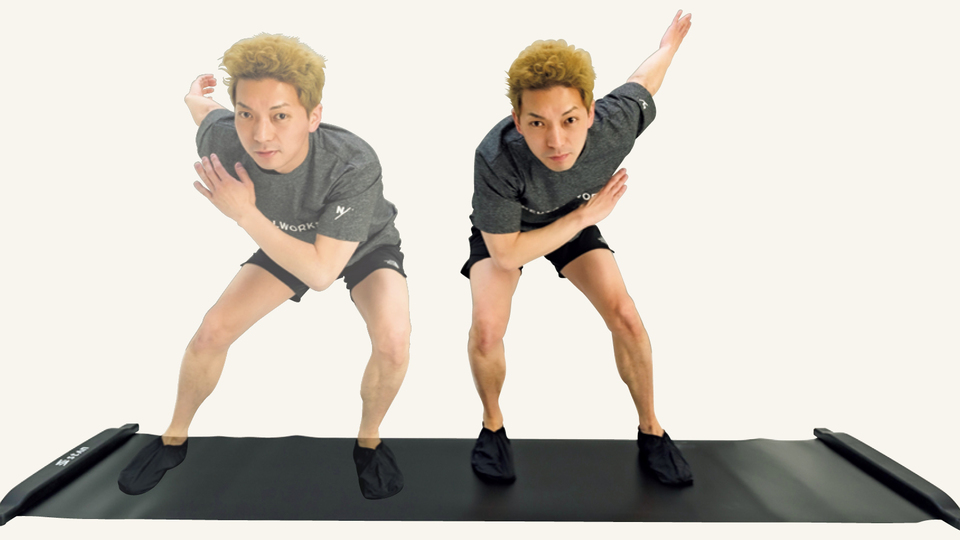 お笑い芸人・ニューヨーク嶋佐が挑戦!スライドボードHIIT