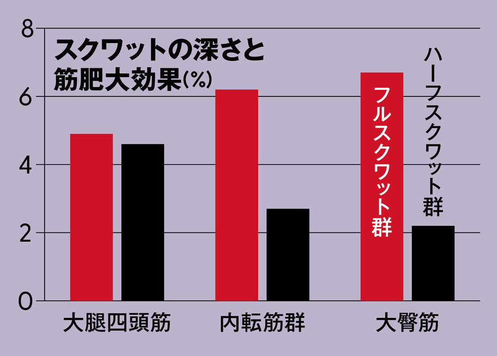 スクワットの深さと 筋肥大効果