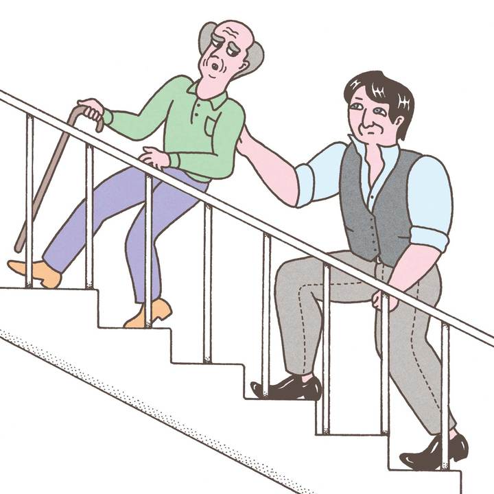 階段から落ちそうなご老人